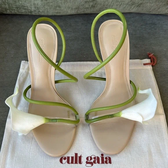 Cult Gaia Cassidy Heels Calla Lily Floral Statement Stiletto Sandal 37.5 - Picture 4 of 12